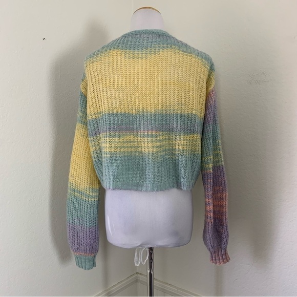 Full Tilt Marled Color Block Cardigan Sweater Sz XS Pastel Lightweight Acrylic - Picture 5 of 16